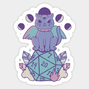 D&D Cat Demon on a D20 Sticker